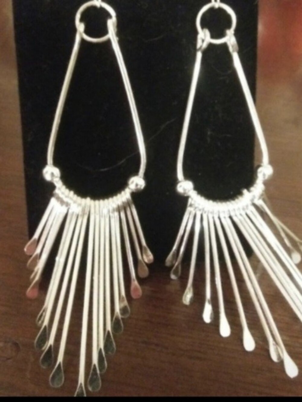 Silver Plated Long Dangling Earrings, approximately 3.5 "
